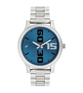 Fastrack Nn38051sm06 Bold Blue Dial Silver Stainless Steel Strap