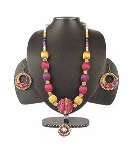 Women's Multi Color Stone Pearl Jewelry Set