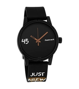 Fastrack 38062pp01w Tees Café Black Dial Black Plastic Strap