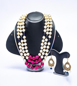 Women's Multi Color Stone Pearl Jewelry Set