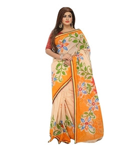 Women's Fashionable Cotton Hand Printed Saree