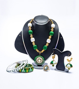 Women's Multi Color Stone Pearl Jewelry Set