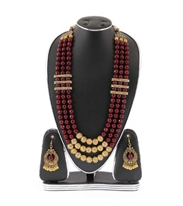Women's Multi Color Stone Pearl Jewelry Set